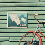Map of Glacier National Park - Metal Sign, Metal Sign / 12x16