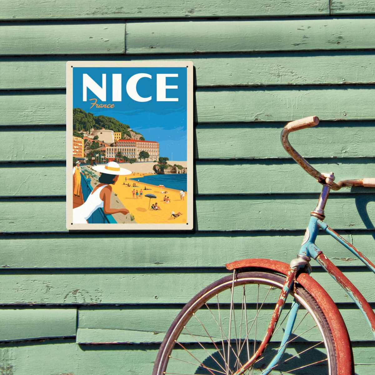 France: Nice — Vintage Travel Poster | Metal Wall Art – Anderson