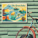 Great Lakes: Horizontal Map - Metal Sign, Metal Sign / 18x24