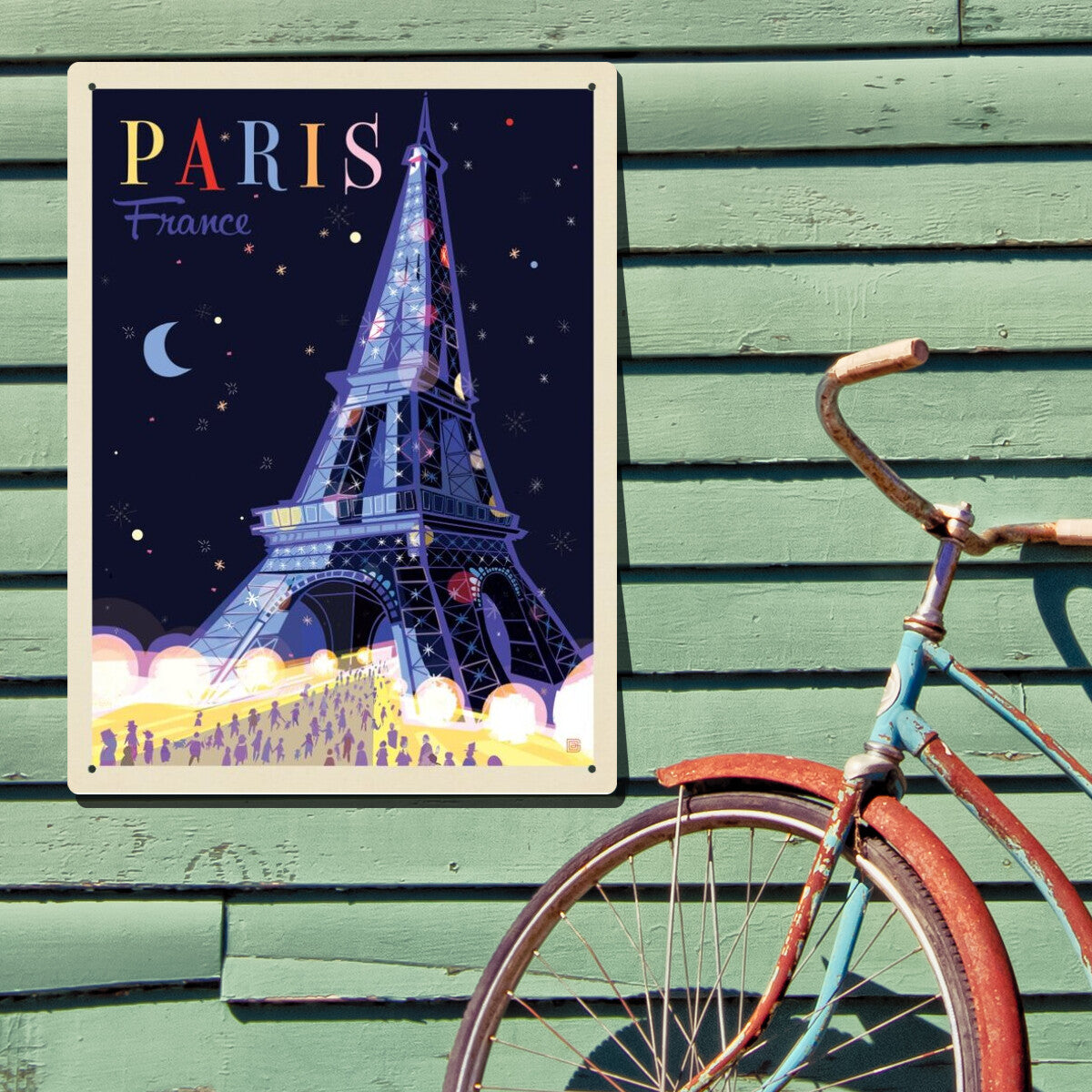 France: Paris, Eiffel Tower At Night (Mod Design) — Vintage Travel