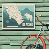 Map of Glacier National Park - Metal Sign, Metal Sign / 18x24