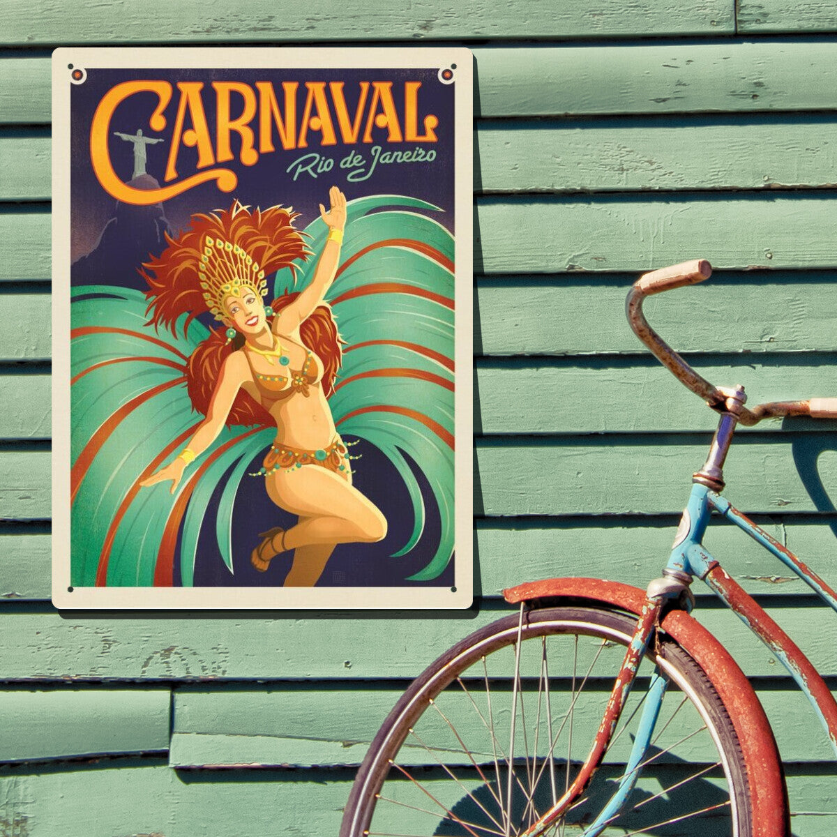 Brazil: Carnaval, Rio De Janeiro — Vintage Travel Poster | Metal