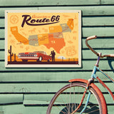 Route 66 Map - Metal Sign, Metal Sign / 18x24