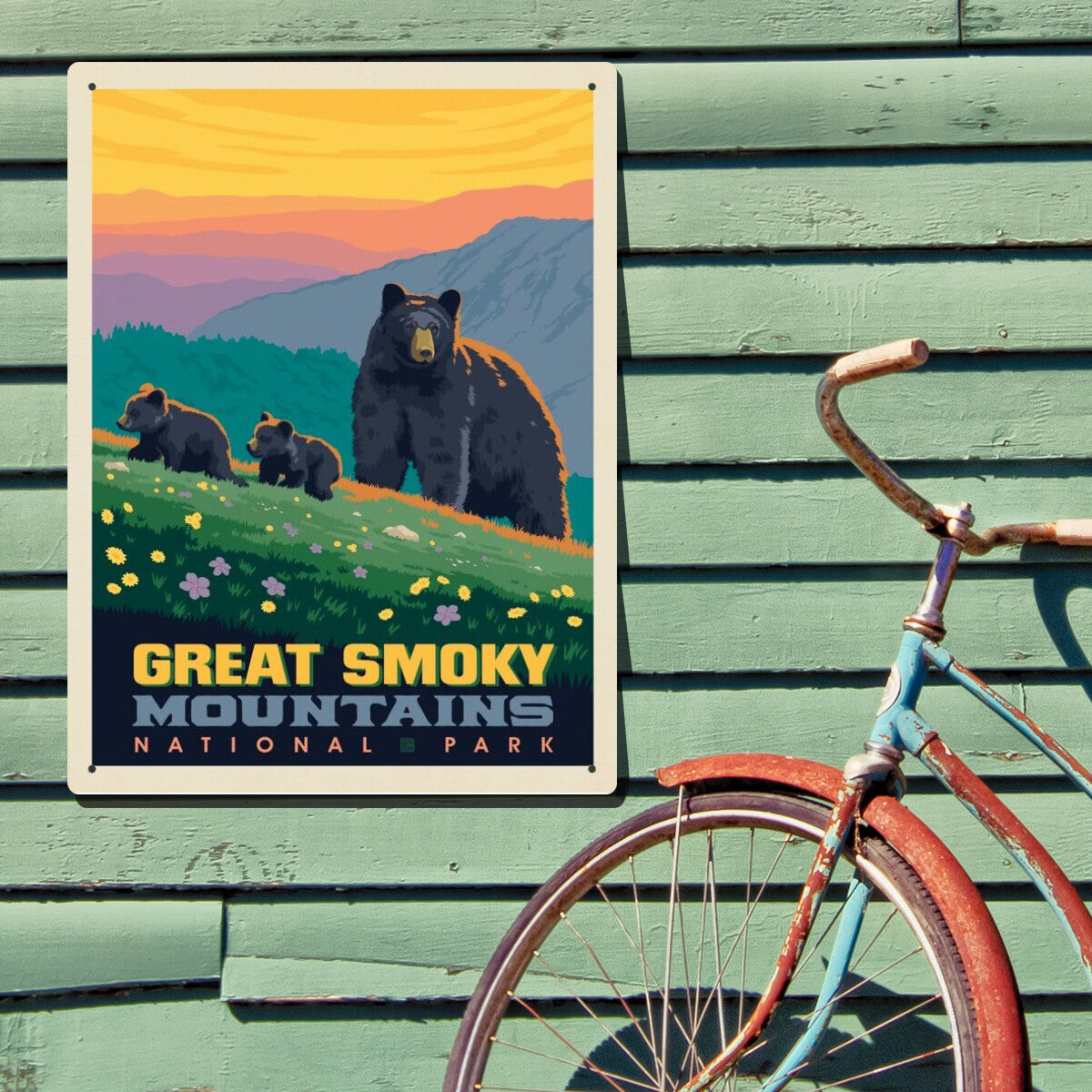 Great Smoky Mountains National Park: Romping Cubs | Metal Wall Art