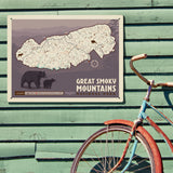 Map of Great Smoky Mtns National Park - Metal Sign, Metal Sign / 18x24