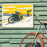 Salt Flat Motorcycle Racer - Metal Sign, Metal Sign / 18x24
