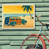 Woody On The Beach - Metal Sign, Metal Sign / 18x24