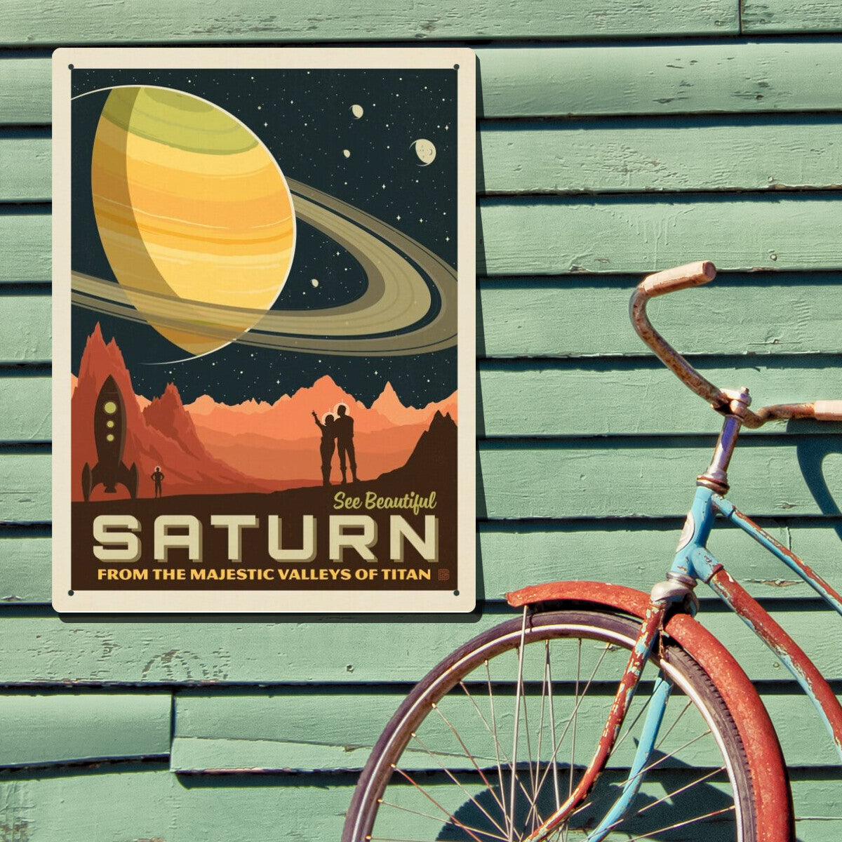 Saturn: From The Valleys Of Titan — Space Travel Poster | Metal