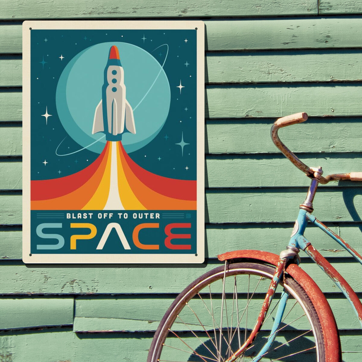 70's Style: Blast Off To Outer Space — Space Travel Poster | Metal