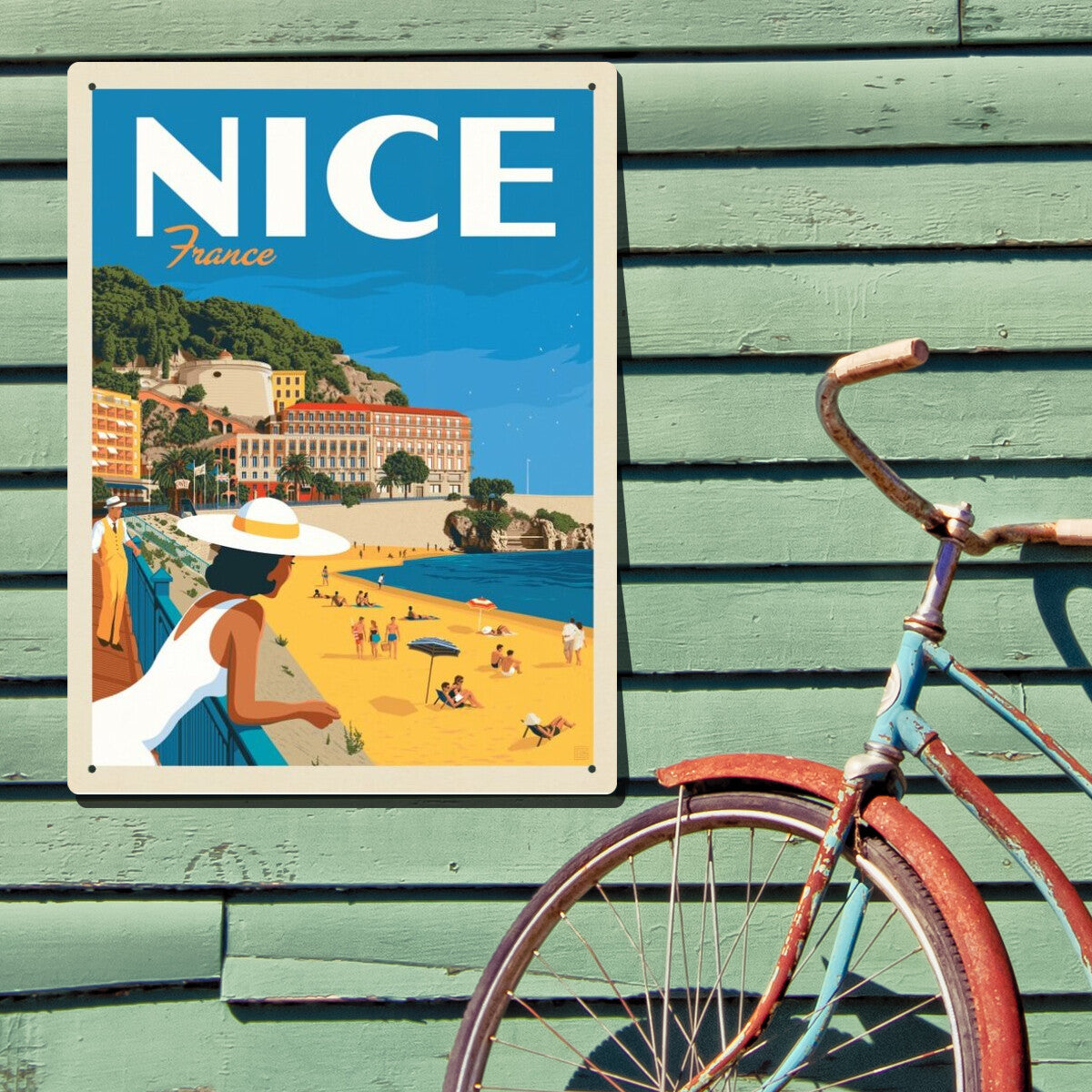 France: Nice — Vintage Travel Poster | Metal Wall Art – Anderson