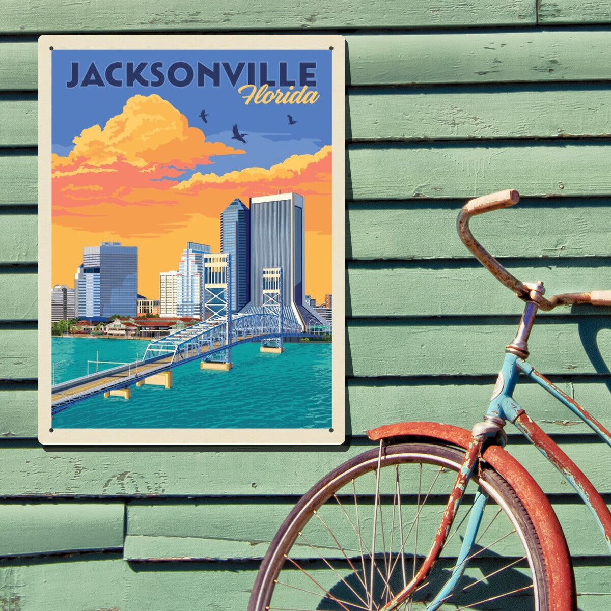 Jacksonville, FL — Vintage Travel Poster | Metal Wall Art