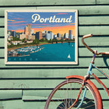 Portland, Oregon: Waterfont Skyline - Metal Sign, Metal Sign / 18x24