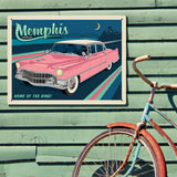 Memphis, TN: Pink Caddy (Horizontal) - Metal Sign, Metal Sign / 18x24