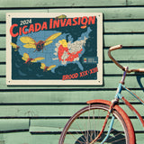 2024 Cicada Invasion Map - Metal Sign, Metal Sign / 18x24