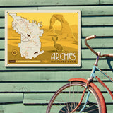 Map of Arches National Park - Metal Sign, Metal Sign / 18x24