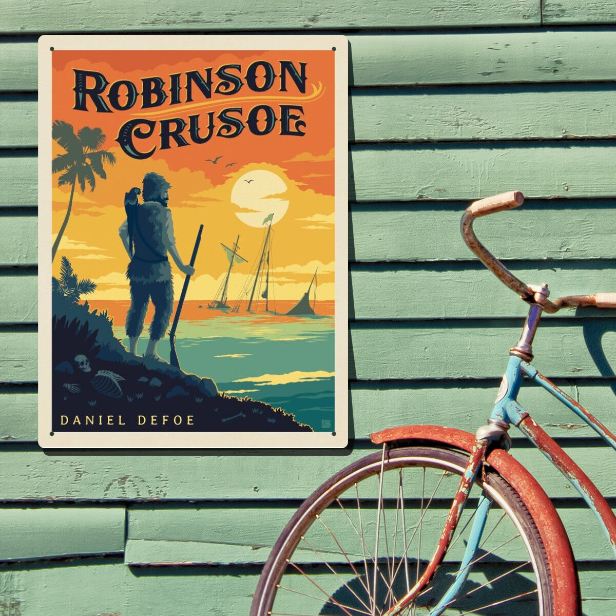 Robinson Crusoe: Daniel Defoe — Literary Art Print | Metal Wall