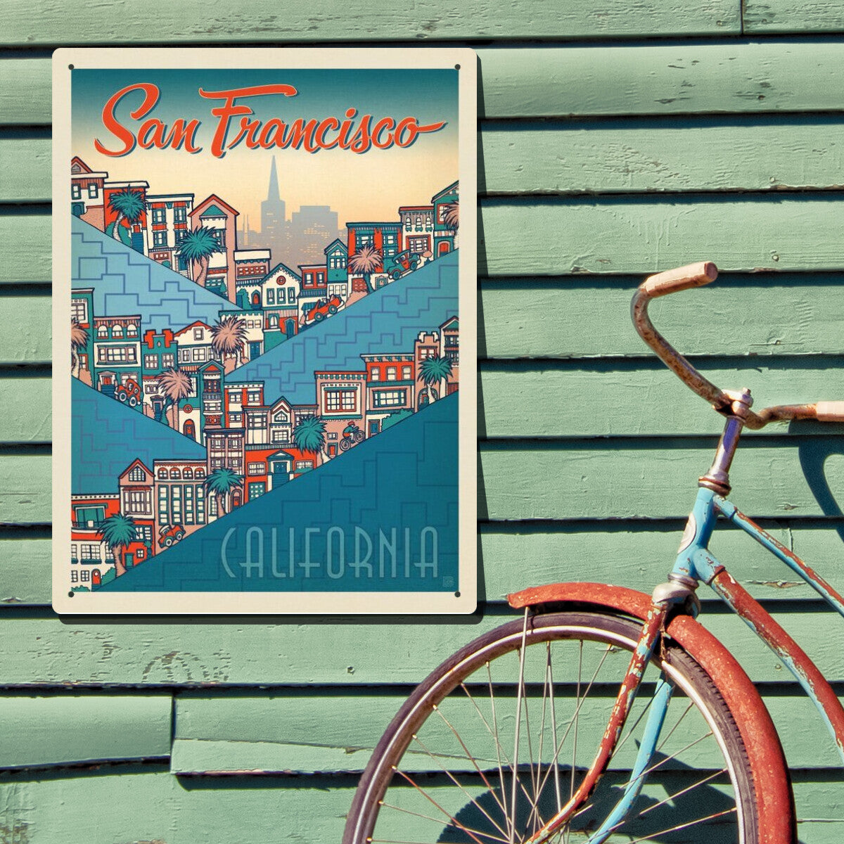 San Francisco Hills — Vintage Travel Poster | Metal Wall Art