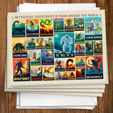 Mythical Creatures From Around The World Collage - Notecards, Notecards