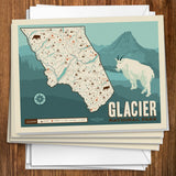 Map of Glacier National Park - Notecards, Notecards