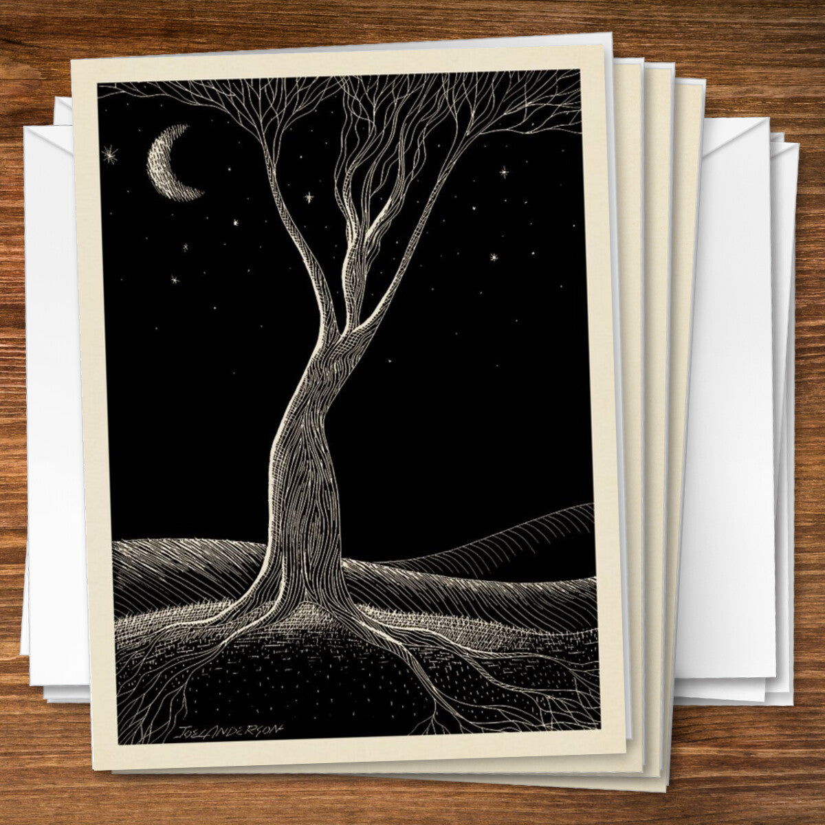 Scratchboard: Midnight Maiden — Fine Art Print | Notecard Set