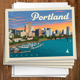Portland, Oregon: Waterfont Skyline - Notecards, Notecards