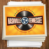 Music City: Vinyl Record (Horizontal) - Notecards, Notecards