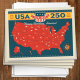 250th Anniversary USA: Commemorative Map - Notecards, Notecards