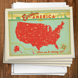 Map of the USA Print - Notecards, Notecards