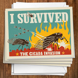 Cicada Invasion: I Survived (Horizontal) - Notecards, Notecards