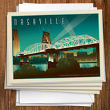 Nashville Skyline: Pedestrian Bridge, Horizontal - Notecards, Notecards