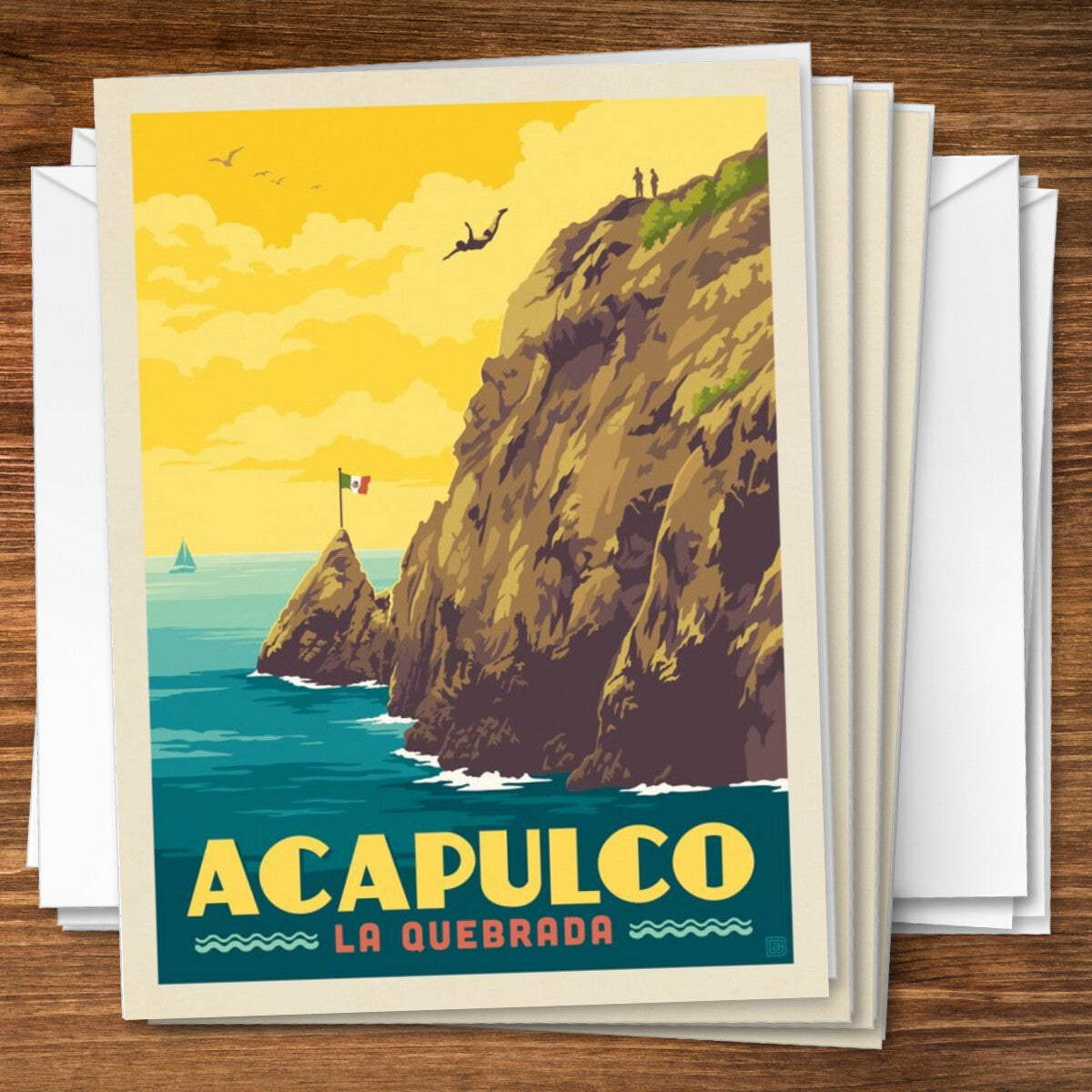 Mexico: Acapulco, La Quebrada — Vintage Travel Poster | Notecard