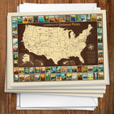 63 National Parks: Map Of USA - Notecards, Notecards