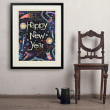 A Greeting Card: Happy New Year! - Art Print, 24x32 / Standard / Black