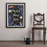 A Greeting Card: Happy New Year! - Art Print, 24x32 / Simple / Black