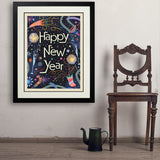 A Greeting Card: Happy New Year! - Art Print, 24x32 / Deluxe / Black