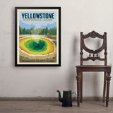 Yellowstone Morning Glory Pool - Art Print, 24x32 / Simple / Black