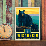 Wisconsin State Pride: Black Bears - Canvas, Canvas / 9x12