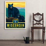 Wisconsin State Pride: Black Bears - Art Print, 30x40