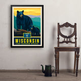 Wisconsin State Pride: Black Bears - Art Print, 24x32 / Simple / Black