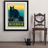 Wisconsin State Pride: Black Bears - Art Print, 24x32 / Deluxe / Black