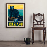 Wisconsin State Pride: Black Bears - Art Print, 24x32 / Simple / Brown