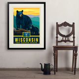 Wisconsin State Pride: Black Bears - Art Print, 24x32 / Standard / Black