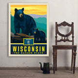 Wisconsin State Pride: Black Bears - Art Print, 36x48