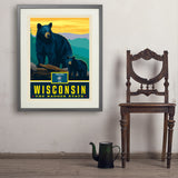 Wisconsin State Pride: Black Bears - Art Print, 24x32 / Standard / Gray