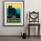 Wisconsin State Pride: Black Bears - Art Print, 24x32 / Deluxe / Gray