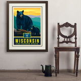 Wisconsin State Pride: Black Bears - Art Print, 24x32 / Deluxe / Brown