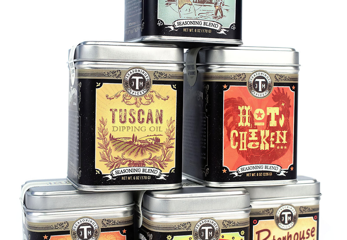 J.M. Thomason Spices, Tin Labels