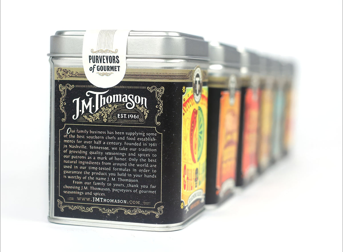 J.M. Thomason Spices, Tin Labels