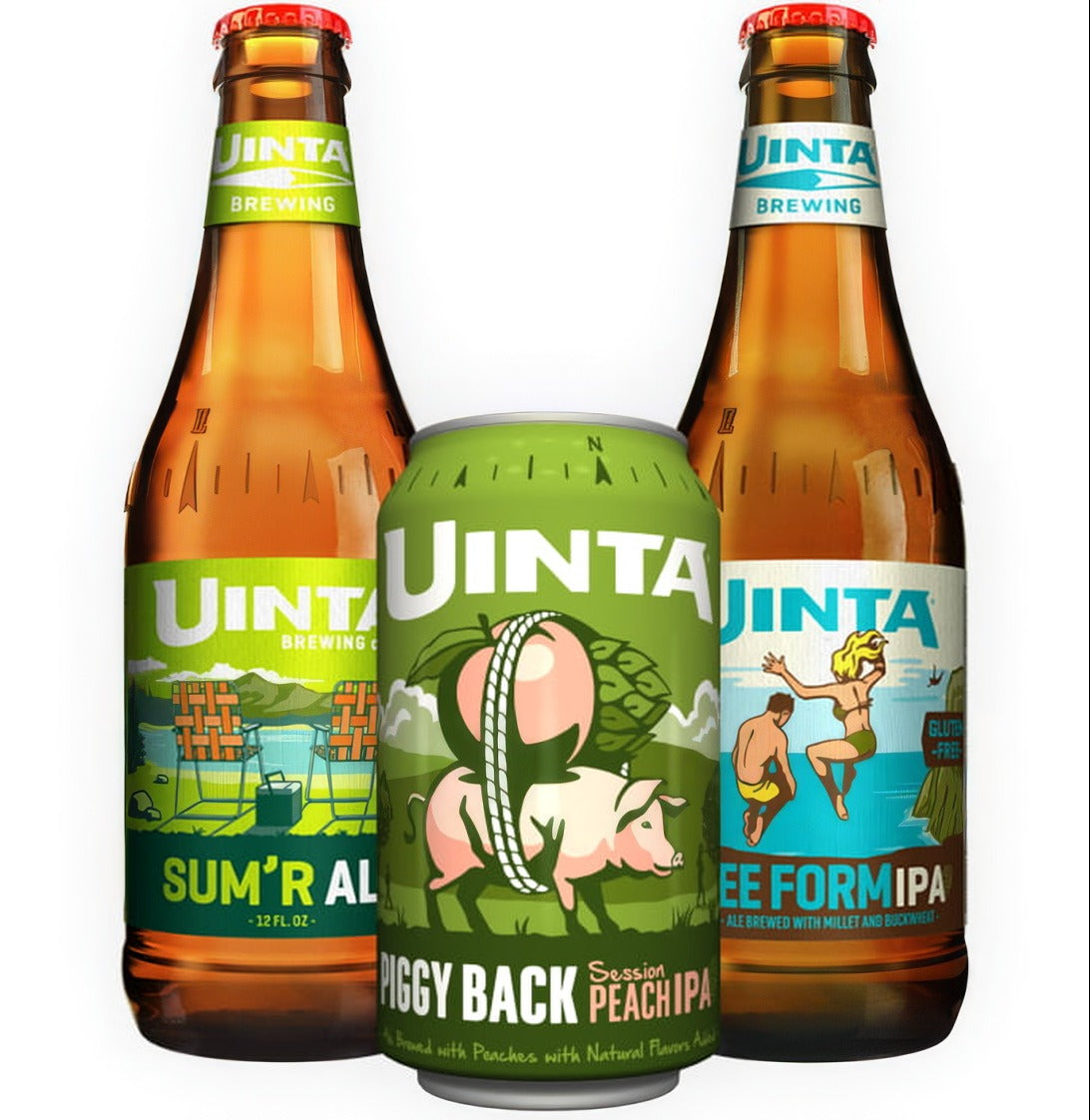 Uinta beer bottles with ADG label art