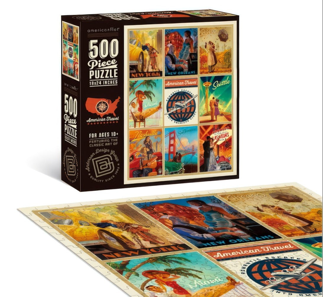 A 500-piece ADG jigsaw puzzle and its box